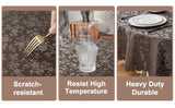 4 6 & 8 Seater DarBrown Tablecloth with beautiful Spill-Proof Table Cloth in Washable Oil Proof anti-scalding Pvc Vinyl Table Cover Decoration for Kitchen Dining 60X90