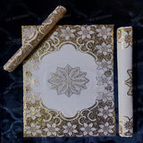 3pcs Premium center table dressing table and side Table Mat Golden Large pcs size(14×36) And small 2pcs size(11×17) Inches material vinyl soft plastic Premium