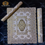 3pcs Premium center table dressing table and side Table Mat Golden Large pcs size(14×36) And small 2pcs size(11×17) Inches material vinyl soft plastic Premium