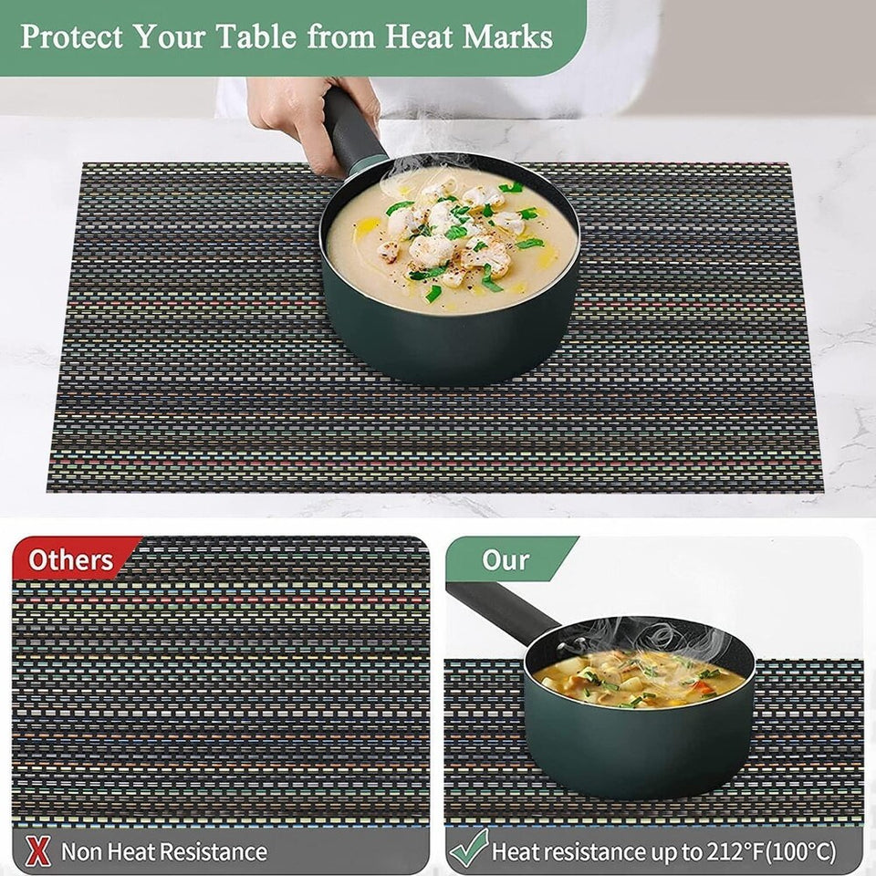 Set of 2/4/6/8pcs Pvc Placemats, Woven Placemats For Dining Table heat Resistant Placemats, Washable Stain Resistant Easy To Clean, Home Kitchen Dining Table Decor