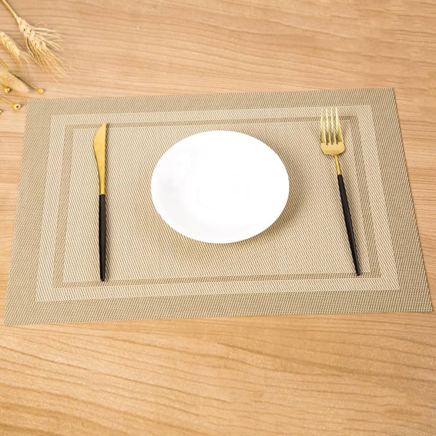 Set of 2/4/6/8pcs Pvc Placemats, Woven Placemats For Dining Table heat Resistant Placemats, Washable Stain Resistant Easy To Clean, Home Kitchen Dining Table Decor