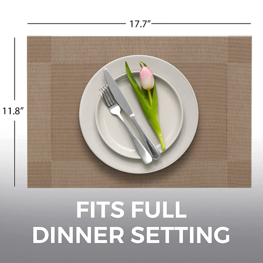 Set of 2/4/6/8 PCS Dark Brown PVC Placemats – Heat Resistant Dining Table Mats