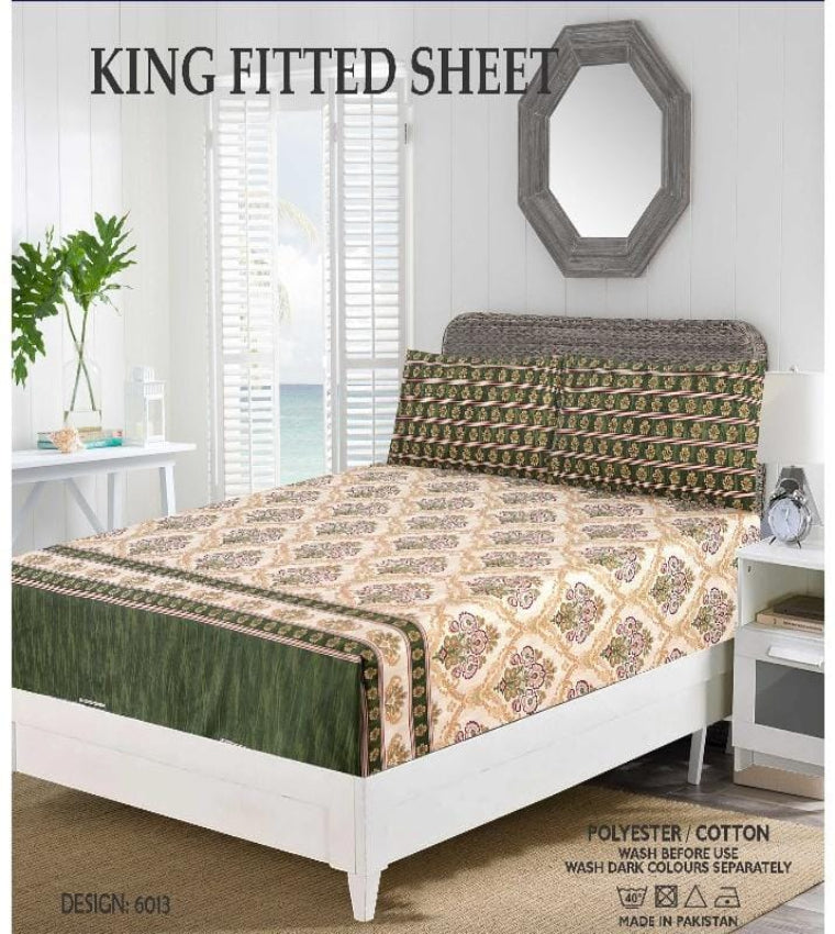 BEDSHEET KING SIZE FITTED 72 X 78+10 INCH BOX 2 PILLOWCASES SIZE 19 X 29 INCH