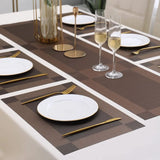 7Pcs Table Mat & Table Runner Dark Brown Color Set Heat Resistant Placemats, Stain Resistant Washable PVC Table Mats for Dining Table Woven Placemat
