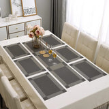7Pcs Table Mat & Table Runner Dark Grey Color Set Heat Resistant Placemats, Stain Resistant Washable PVC Table Mats for Dining Table Woven Placemat