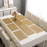 7Pcs Table Mat & Table Runner Dark Golden Color Set Heat Resistant Placemats, Stain Resistant Washable PVC Table Mats for Dining Table Woven Placemat