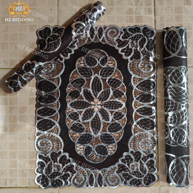 3pcs center table dressing table and side Table Mat Brown Large pcs size(15×36) And small 2pcs size(12×18) Inches material vinyl soft plastic Premium Brown