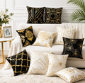 Black and Gold Velvet Cushion Covers –  Soft Decorative Throw Pillow Cases, 16x16 inch for Sofa, Bed, Car, Living Room Black and Gold Velvet Cushion Covers – Soft Decorative Throw Pillow Cases, 16x16 inch HZ BEDDING