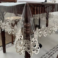 Seater Transparent PVC Embroidered Tablecloth with Lace Trim – Waterproof Table Cover for Dining, Parties & Home Decor HZ BEDDING
