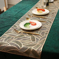 PVC Hollow Table Runner Non-slip Leaf Decorative Table Mats Placemat for Home Party Kitchen Dining Wedding Decor (180CM X 35CM) golden copper Silver HZ BEDDING