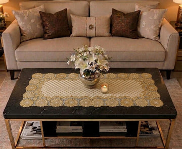 Flora Lattice Vinyl Table Runner 16×33 Inch – Elegant  Center & Dining Table Runner  | HZ Bedding HZ BEDDING