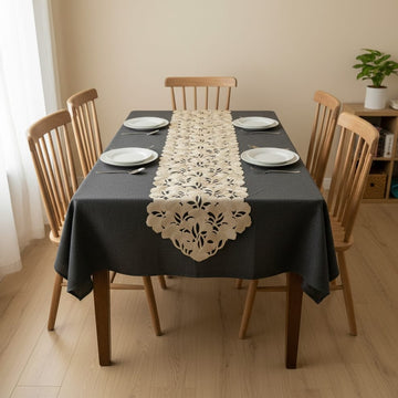 5 Feet Premium Floral Lace Table Runner 13x60 Inch – Elegant Cutwork Floral Design | HZ Bedding