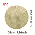 2/4/6/8 Round Leaf  Pattern vinyl Golden Foil Placemats – Heat Resistant Non-Slip Dining Table Mats HZ BEDDING