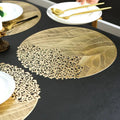 2/4/6/8 Round Leaf  Pattern vinyl Golden Foil Placemats – Heat Resistant Non-Slip Dining Table Mats HZ BEDDING