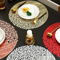 2/4/6/8 Round Leaf  Pattern vinyl Golden Foil Placemats – Heat Resistant Non-Slip Dining Table Mats HZ BEDDING