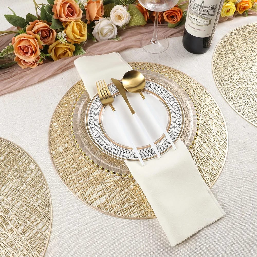 2/4/6/8 Set Evevda Gold Round Placemats for Dining Table Non Slip Easy Clean HZ BEDDING
