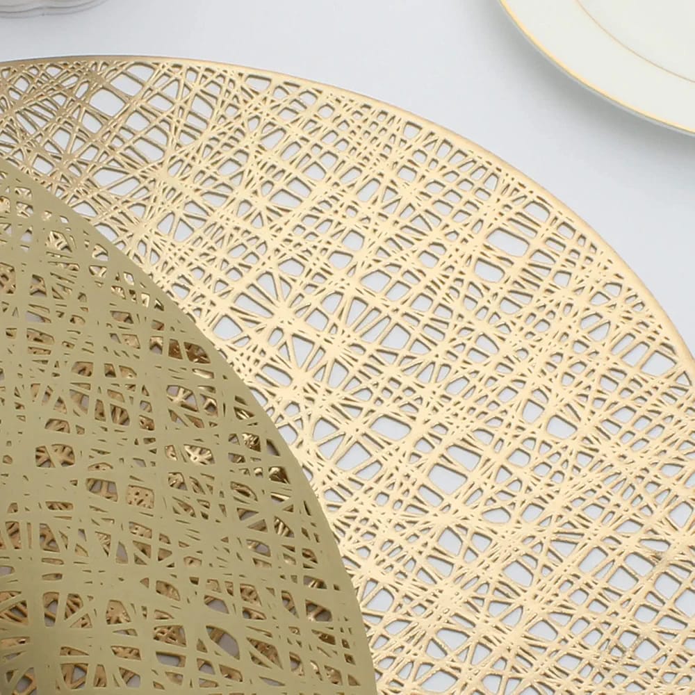 2/4/6/8 Set Evevda Gold Round Placemats for Dining Table Non Slip Easy Clean HZ BEDDING