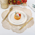 2/4/6/8 Set Gold Round Placemats Set of 6 Pressed Vinyl Metallic Flower Table Mats HZ BEDDING