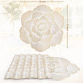 2/4/6/8 Set Gold Round Placemats Set of 6 Pressed Vinyl Metallic Flower Table Mats HZ BEDDING