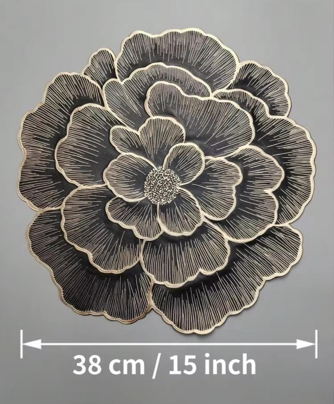 2/4/6/8 Set Black Gold Round  Pressed Vinyl Metallic Flower Table Mats HZ BEDDING