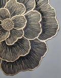 2/4/6/8 Set Black Gold Round  Pressed Vinyl Metallic Flower Table Mats HZ BEDDING