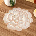 2/4/6/8 Set Copper Round  Pressed Vinyl Metallic Flower Table Mats HZ BEDDING