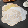 2/4/6/8 Set Copper Round  Pressed Vinyl Metallic Flower Table Mats HZ BEDDING