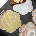 2/4/6/8 Set Copper Round  Pressed Vinyl Metallic Flower Table Mats HZ BEDDING