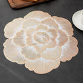 2/4/6/8 Set Copper Round  Pressed Vinyl Metallic Flower Table Mats HZ BEDDING