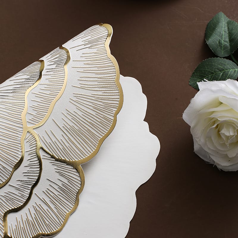 2/4/6/8 Set Golden Peony Flower Round Table Mats HZ BEDDING