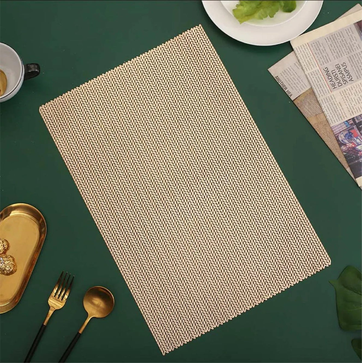 2/4/6/8 Modern Golden Field  Table Mat Vinyl HZ BEDDING