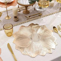 2/4/6/8 Set Flower Pearl Gold Round Vinyl Metallic Flower Table Mats With Runner HZ BEDDING