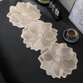 2/4/6/8 Set Flower Pearl Gold Round Vinyl Metallic Flower Table Mats With Runner HZ BEDDING