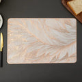 2/4/6/8 Set Feather Leaf Copper Rectangle Vinyl Table Mats & Runner HZ BEDDING