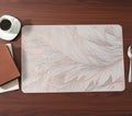 2/4/6/8 Set Feather Leaf Copper Rectangle Vinyl Table Mats & Runner HZ BEDDING