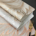2/4/6/8 Set Feather Leaf Copper Rectangle Vinyl Table Mats & Runner HZ BEDDING