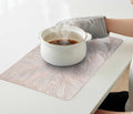 2/4/6/8 Set Feather Leaf Copper Rectangle Vinyl Table Mats & Runner HZ BEDDING