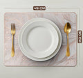 2/4/6/8 Set Feather Leaf Copper Rectangle Vinyl Table Mats & Runner HZ BEDDING