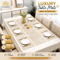 2/4/6/8 Set Feather Leaf Golden Rectangle Vinyl Table Mats & Runner HZ BEDDING