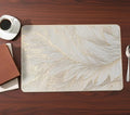 2/4/6/8 Set Feather Leaf Golden Rectangle Vinyl Table Mats & Runner HZ BEDDING