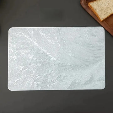 2/4/6/8 Set Feather Leaf Silver Rectangle Vinyl Table Mats & Runner HZ BEDDING