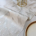 2/4/6/8 Set Feather Leaf Silver Round Vinyl Table Mats & Runner HZ BEDDING