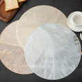 2/4/6/8 Set Feather Leaf Silver Round Vinyl Table Mats & Runner HZ BEDDING