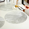 2/4/6/8 Set Feather Leaf Silver Round Vinyl Table Mats & Runner HZ BEDDING