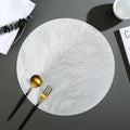 2/4/6/8 Set Feather Leaf Silver Round Vinyl Table Mats & Runner HZ BEDDING