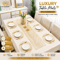 2/4/6/8 Set Feather Golden Round Vinyl Table Mats & Runner HZ BEDDING