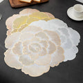 2/4/6/8 Set Foral Embossed Silver Vinyl Metallic Flower Table Mats HZ BEDDING