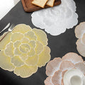2/4/6/8 Set Foral Embossed Golden Vinyl Metallic Flower Table Mats HZ BEDDING