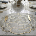 2/4/6/8 Set Foral Floral Shaped Placemats Vinyl Metallic Flower Table Mats HZ BEDDING