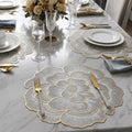 2/4/6/8 Set Foral Floral Shaped Placemats Vinyl Metallic Flower Table Mats HZ BEDDING